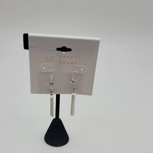 Lauren Conrad silver chain tassel earrings cubic zirconia